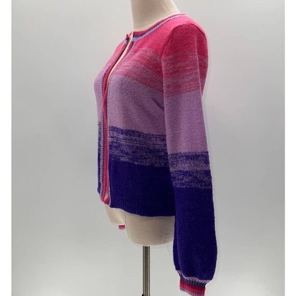 Lilly Pulitzer Purple/Pink Striped Scoop Neck Wool Blend Cardigan NWT-XS - Picture 13 of 13
